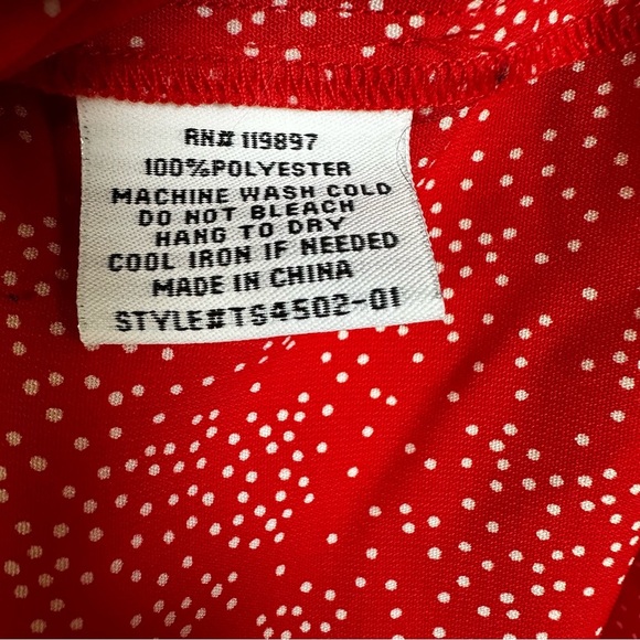 Collective Concepts Kalai Ruffle Trim Blouse Sleeveless Tank Top Red Polka Dot L - Picture 5 of 5